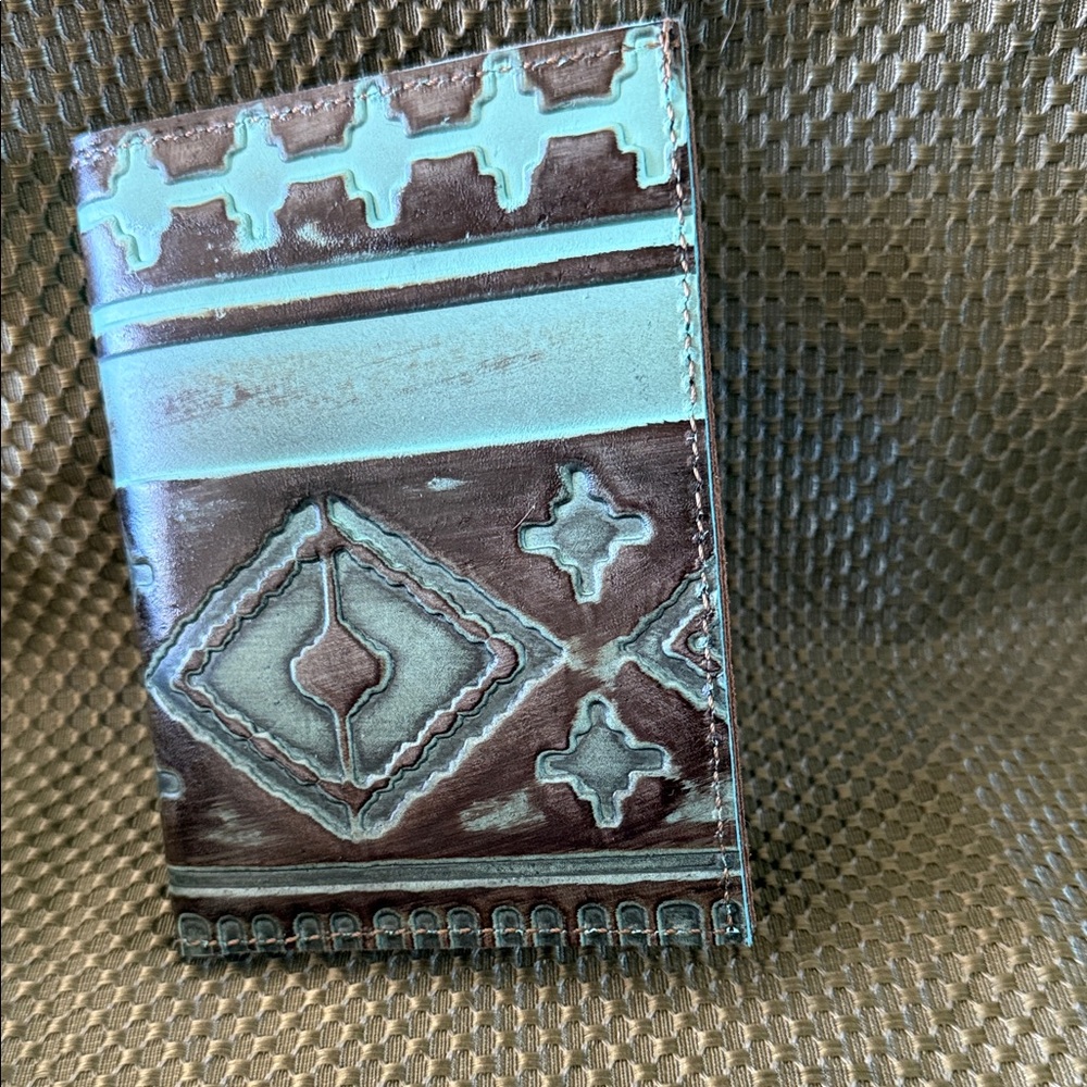 Brown and Teal Patterned Unisex Wallet